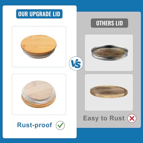 Laundry Detergent Dispenser Set with Bamboo Lids and Handles - Easy Pour 2 Pack 50 oz Liquid Laundry Containers for Laundry Room Organization and Storage - color: Bamboo Lid