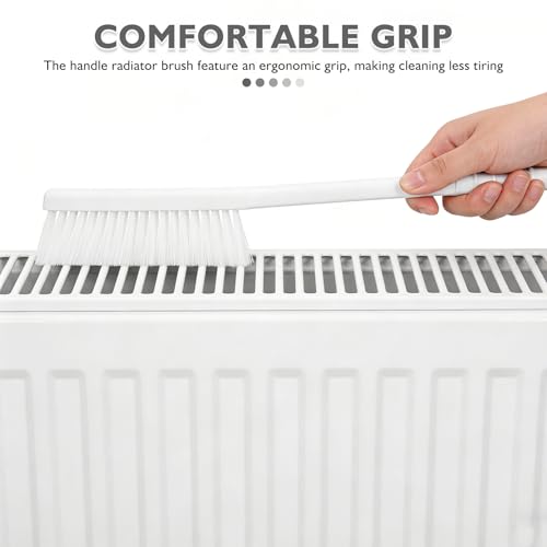 Radiator Cleaning Brush with Long Handle, Slim Crevice Dust Remover Wand for Narrow Gaps, Household Duster for Baseboard, Bathroom, and Heater Fins