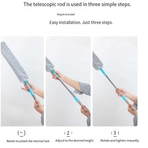 2026 Upgraded Retractable Gap Dust Cleaning Artifact with 3 Microfiber Dusting Cloths,Extendable Duster Cleaning Tool,Reusable Washable Dusting Wand for Home,Ceiling,Blinds,Furniture (60in)
