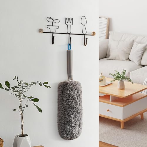 Microfiber Duster with Washable and Reusable Duster Head, Microfiber Dusters for Household Cleaning, Gray