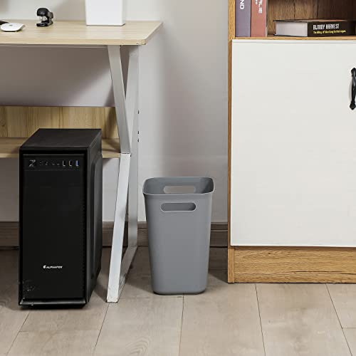 UUJOLY Plastic Trash Can Wastebasket, Garbage Container Basket for Bathrooms, Kitchens, Offices, Kids Rooms, Grey, 3.5 Gallon, 2 Pack - color: Grey, size: 3.5 Gallon/2 Pack