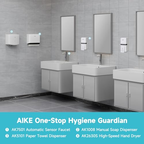 AIKE Wall Mount Liquid Soap Dispenser, 27oz Large Capacity with Extended Pump for Commercial Bathrooms,AK1008(White) - color: White