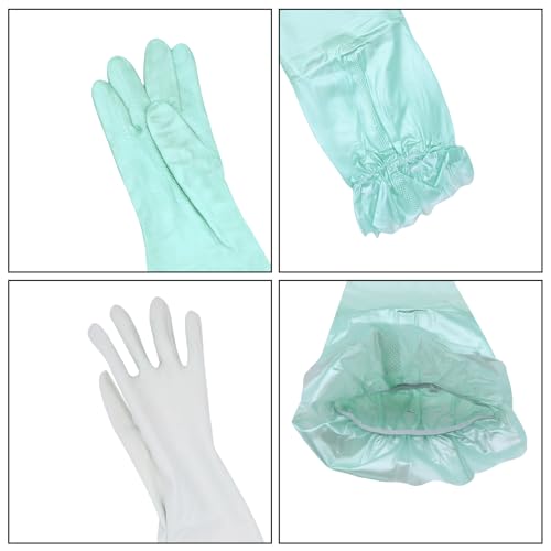 RARITYUS Household Kitchen Cleaning Gloves Waterproof Cotton Lined Dishwashing Non-Slip Long Cuff Gloves - color: Blue (Length 20.5'')