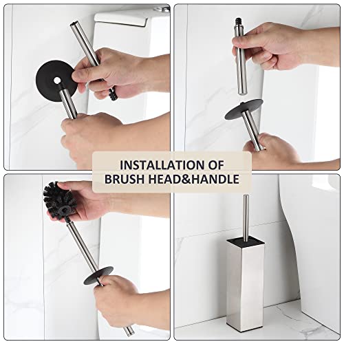 BGL Toilet Brush Holder Freestanding,Brushed Nickel,304 Stainless Steel,SUS304 Toilet Bowl Brush and Holder for Bathroom - Space Saving,Sturdy,Deep Cleaning,Covered Brush - color: Brushed Nickel