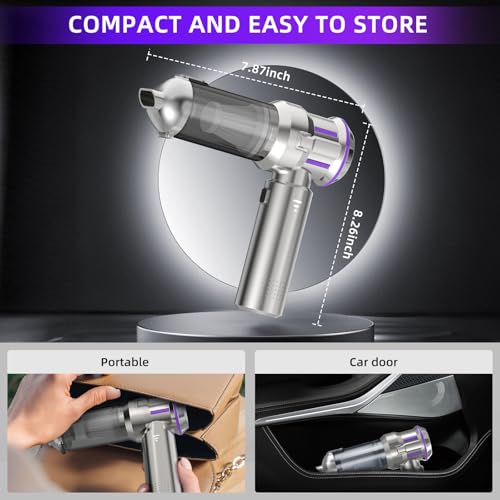Handheld Vacuum Cleaner, 28000Pa 4 in 1 Handheld Vacuum Cordless, One-Touch Dust Removal, 3 Speeds Brushless Motor Mini Vacuum, Car Vacuum Portable Cordless for Office, Home, Kitchen, Car, Pet Hair