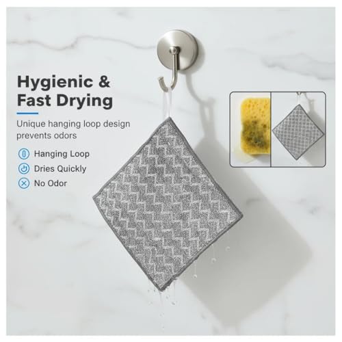 10 Pack Metal Dish Cloth Non Scratch Wire Dishcloth, Reusable Steel Wool Scrubber Pads for Pots Pans Cooktops, Multi Surface Cleaning Cloths Scratch Free Safe for Glass, Wet & Dry Use