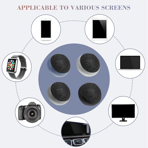 Suclain 4 Pack Screen Cleaner Balls Car Phone Screen Cleaning Cleaner Ball Microfiber Touch Cleaning Ball for Easter Computer Laptop Phone Monitor(Black, Blue, Dark Grey,Light Grey) - color: Black, Blue, Dark Grey,Light Grey
