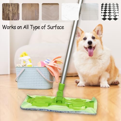 EaseYourDay Wet and Dry Flat Mop Head, Super Firm Clip on Pads, 2 Washable Mop Pads, Compatible with All Standard US Threading Pole
