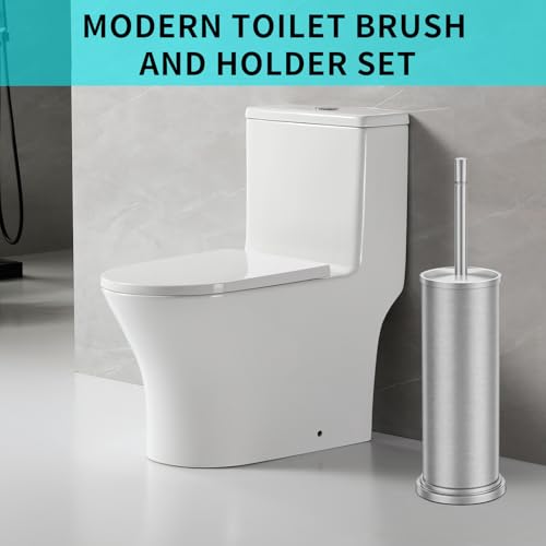 Brushed Nickel Toilet Brush and Holder Set,304 Stainless Steel Toilet Brush for Bathroom with Long Handle, Heavy Duty Toilet Bowl Brush,Removable Inner Bowl and Splash Protection,Deep Cleaning - color: Brushed Nickel