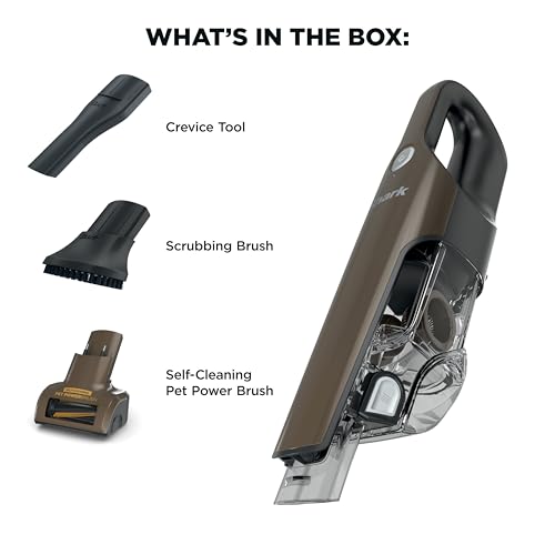 Shark UltraCyclone™ Pet Pro Plus Cordless Handheld Vacuum, Powerful Suction, Portable Vacuum for Car & Home, Pet Power Brush, Crevice Tool, Scrubbing Brush, XL Dust Cup, Brown, CH951BR1 - style: UltraCyclone Pet Pro Plus - Brown
