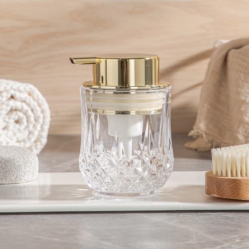 Foaming Soap Dispenser, Bathroom Hand Foam Soap Dispensers for Gold Pump,Glass Refillable Dish Soap Dispenser,Modern Home Soap Dispenser for Bathroom,Kitchen(Clear/Gold Poam Pump) - color: Gold Pump-foam