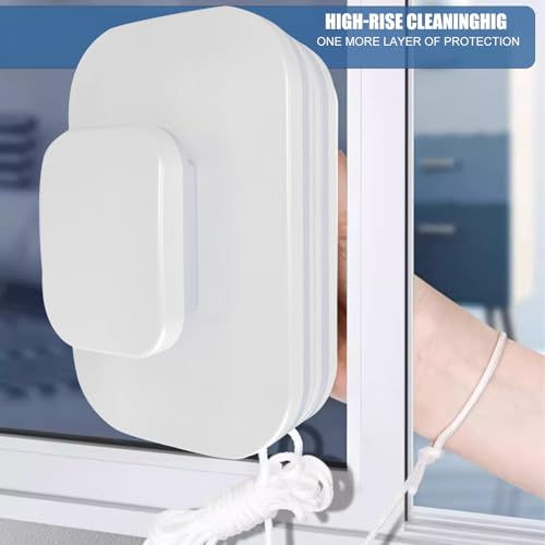 Magnetic Window Cleaner for High Rise Suitable for 3‑10MM Single‑Layer Glass,Double-Sided Window Cleaner Tool with Safety Rope