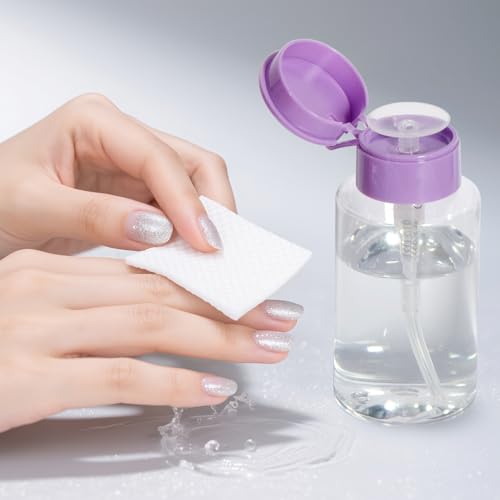 1Pcs Leak-Proof & Portable Push Down Pump Dispenser Bottles: Refillable Clear Containers for Nail Polish, Makeup Remover, Travel, Salon, Hospital Use (1, Clear Purple) - color: Clear Purple