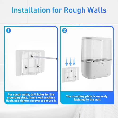 Secura Brands Touchless Wall Mounted Dual Automatic Soap Dispenser – 2 x 17 fl oz. Chambers Rechargeable Liquid Soap Dispenser Prefect for Bathroom & Kitchen (White)
