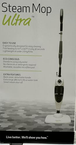 Smart Living Steam Mop Ultra, Black and White (NEW)