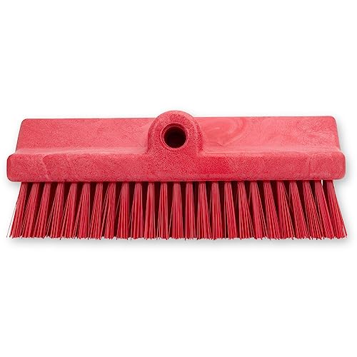 SPARTA 40423EC05 Plastic Floor Scrub Brush, Wall Brush, Equipment Brush With Nonabsorbent Bristles For Industrial Kitchens, Hospitals, Commercial Cleaning, 10 Inches, Red, (Pack of 2) - color: Red