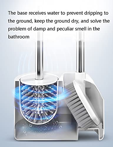 Multifunction Double Brush Toilet Brush Holder, Long Handle Wall-Mounted Toilet Brush Plunger Set, Ventilated Quick-Drying Silicone (Color : Gray, Size : Wall Hanging)