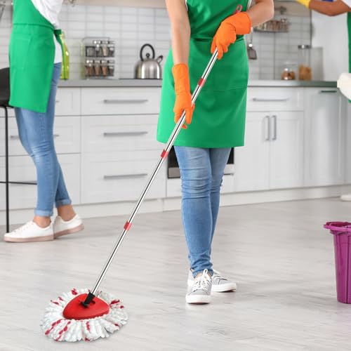 Spin Mop Replacement Head, Base, Handle Compatible with Ocedar Mop Set EasyWring 1-Tank Microfiber Spin Mop, 2 Refills Replacement Heads, 30-58in Handle and 1 Base Combo Set - color: New Set-centre 40% More (1-tank System)