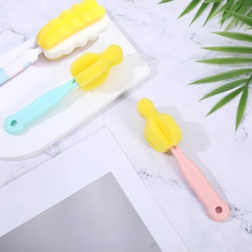 4 Pcs Bottle Brush Sponge, Cup Water Bottle Sponge Brush Cleaner, Detachable Cleaning Brushes for Cleaning with Handle for Glasses Mugs(4Pcs+2 Nipple Brushes) - size: 4Pcs+2 Nipple Brush