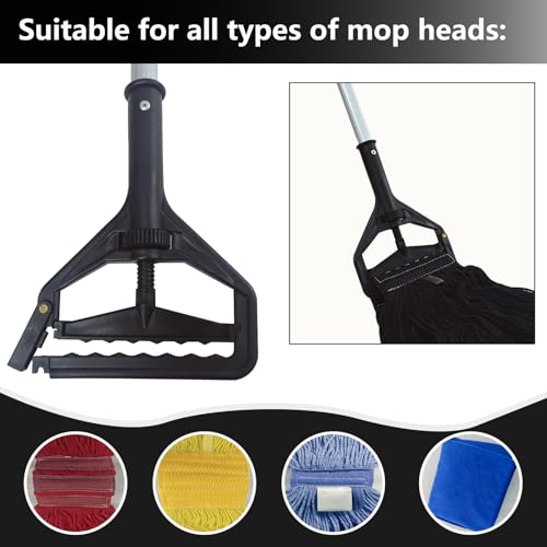 60 Inch Industrial Mop Handle Commercial mop Handle Heavy Duty Industrial mop Bucket mop Handles Heavy Duty Commercial mop Head Replacement and Handles mop Stick Replacement Mop Stick - color: Black