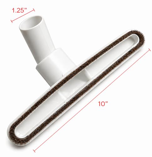 Plastic Floor Brush with Horse Hair Bristles Tool Attachment Fits 1.25 Inch Vacuum Cleaner Wands, 10 Inch Wide Cleaning Path, White. (10 Inch White + 3 Inch Dust Brush) - size: 10 Inch White + 3 Inch Dust Brush