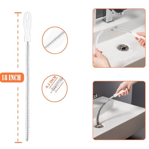 Drain Snake,Plumbing Drain Clog Remover, Gutter Cleaning Tools for Toilet Shower Kitchen Bathroom Tub, Clogged Drains Opener Cleaning Tool, Flexible Grabber Claw Pick Up Reacher (61 IN)