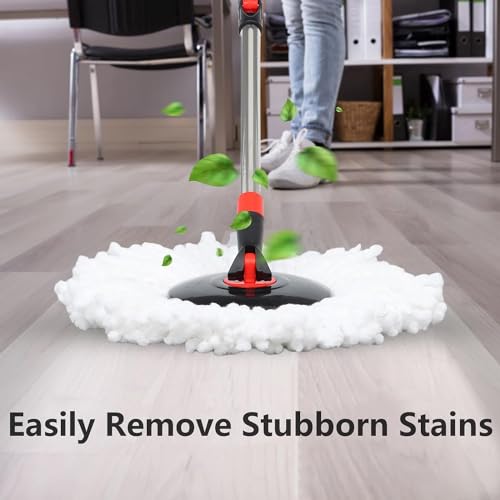 Mop and Bucket with Wringer Set, 360° Mop Bucket Floor Cleaning System with 3 Microfiber Replacement Mop Head Refills, 61" Adjustable Stainless Steel Handle, 2X Wheel for Home Cleaning