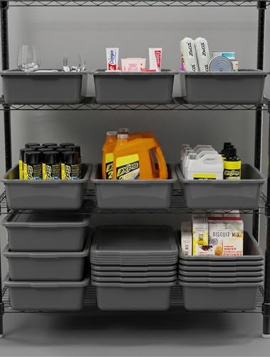 Gray 13 L Commercial Bus Tubs/Tote Box with Lids, Plastic Storage Wash Basin Tub, 3-Pack - color: Grey, size: 13L-Grey with Lid