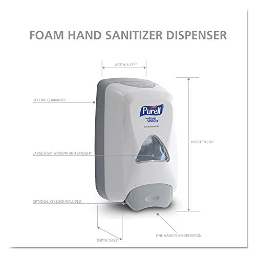 PURELL FMX-12 Push-Style Hand Sanitizer Foam Dispenser, Dove Grey, for 1200 mL PURELL FMX-12 Hand Sanitizer Foam Refill (Pack of 1) - 5120-06 - size: 1 Count (Pack of 1)