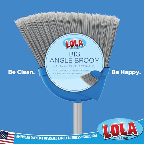 Angle Broom, 13" W Head, Large Style, Made w/Recycled Soda Bottle Bristles, & Aluminum, Includes Swivel Hang Cap for Storage -by LOLA, 1 Pack - size: Aluminum Handle, style: Large Angle Broom