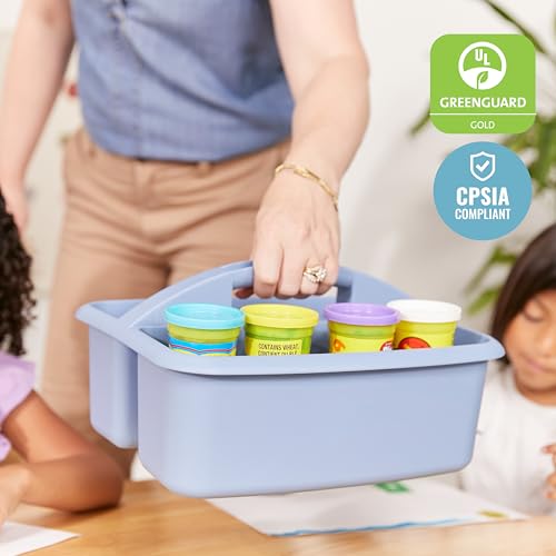 ECR4Kids 2-Compartment Large Plastic Caddy, Multipurpose Organization, Earthtone, 6-Pack - color: Earthtone
