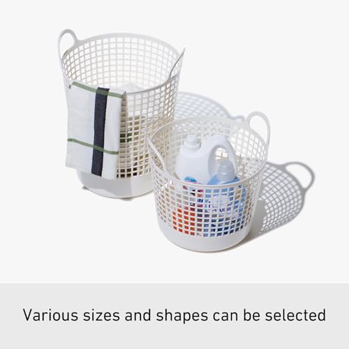 like-it SCB -1 Laundry Storage, Round Basket with Handle, Laundry Basket, Approx. Width 16.1 inches (41 cm), Depth 14.6 inches (37 cm), Height 14.8 inches (37.5 cm), White, Made in Japan - color: White, size: 25ℓ, style: Round