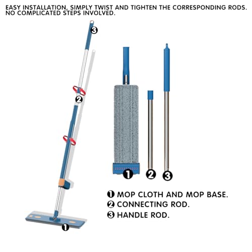 16.5" Self Wringing Flat Mop and Collapsible Bucket Set - Hands-Free Wet & Dry Microfiber Mop with Built-in Squeegee & 5 Washable Pads - Floor Cleaner for Hardwood, Laminate, and Tile - size: Mop & 5 microfiber mop pads & collapsible bucket