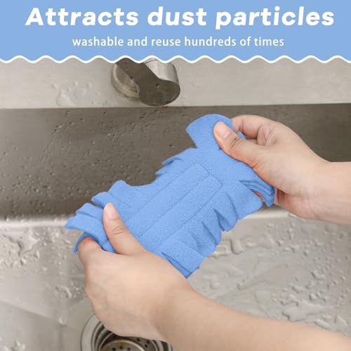 Zubebe 12 Pcs Duster Refill Reusable Fleece Duster Refills Feather Flat Dusters Multi Surface Washable Cleaning Pads Tools for Home, Blinds, Car, Pet, Furniture, Fans (Blue) - color: Blue