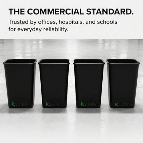 Kleen Commercial Soft-Sided Wastebasket 41qt, 20" x 16" x 11.6", Black Plastic (2 Pack)
