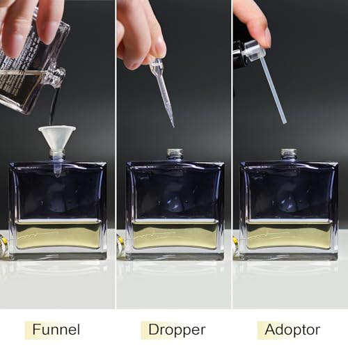 100ml/3.4 Oz Glass Spray Bottle Perfume Atomizer,Empty Refillable Perfume Spray Bottle with 3 Kinds of Dispenser (A3) - style: A3
