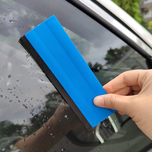 FOSHIO 6 Inch Rubber Squeegee for Kitchens, Glass, Shower and Car Windows, Film Installation Vinyl Scraper Tint Squeegee, Windshield Glass Cleaning Tool, Pack of 3 (Blue) - color: Pure Blue
