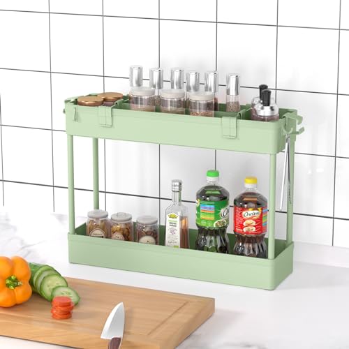 SPACELEAD Slim Storage Cart 4 Tier,Bathroom Organizer Rolling Utility,Mobile Shelving Unit Slide Out for Office, Kitchen, Laundry Room & Narrow Places,Green - color: Green