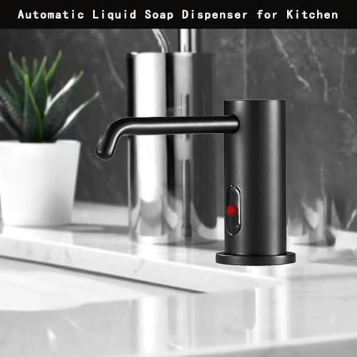 Touchless Automatic Soap Dispenser for Kitchen Bathroom Sink Built in Liquid Commercial Electric Soap Dispenser with Bottle and Pump Matte Black - color: Matte Black-liquid