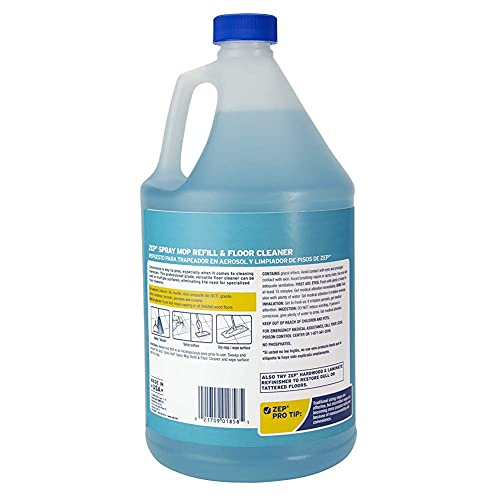 Zep Spray Mop Refill and Floor Cleaner - 1 Gallon (Case of 4) ZUMSF128 - Professional Grade Versatile Multi Surface Fresh Scent Floor Cleaner and Deodorizer