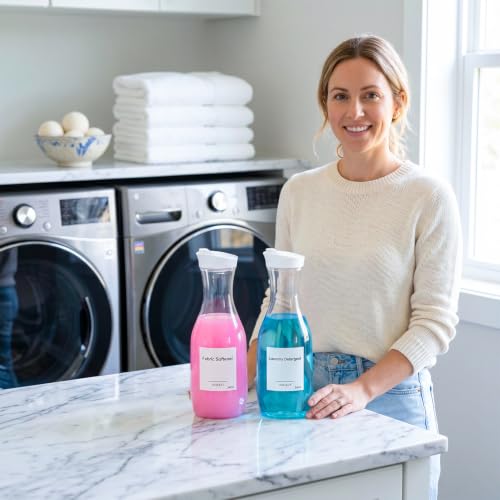 54 OZ Laundry Detergent Dispenser, Laundry Soap Dispenser, Liquid Laundry Detergent Container and Organizer, Clear Plastic Fabric Softener and Laundry Powder Dispenser for Laundry Room, 2Pack - color: 2p