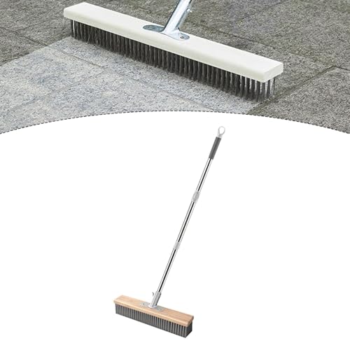 Generic Stainless Steel Wire Scrub Brush Deck Floor Brush Remover Floor Cleaning Tool with Long Handle for Rough Surface Patio, 30cm - size: 30cm