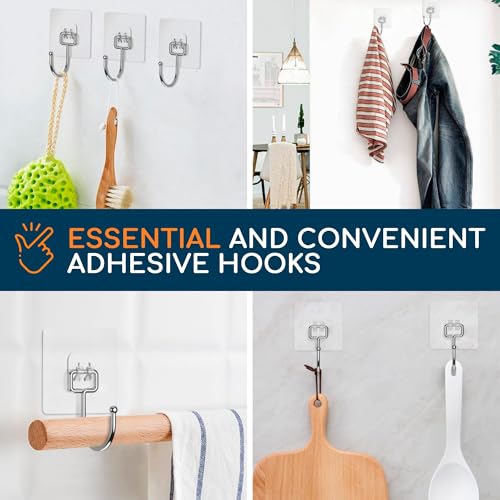 GLUIT Adhesive Large Wall Hooks for Hanging Heavy Duty 22 lbs Hooks for Walls No Drill, Towel Sticky Clear Hooks, Waterproof, Home, Bathroom, Kitchen, Office, and Outdoor 12 Pack - size: Large, 12 pcs