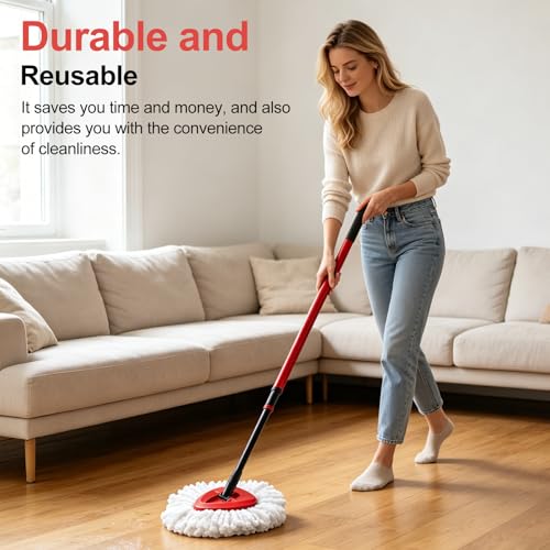 4 Pack Mop Head Replacement,Spin Mop Replacement Head Compatible with O Cedar Mop 100% Micro Fiber Mop for Cleaning Machine Washable and Easy to Replace