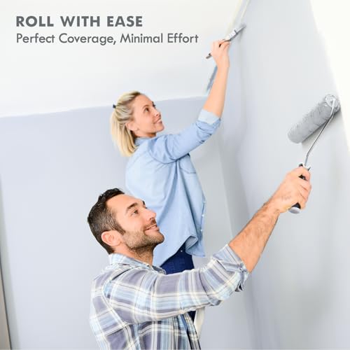5-Piece Mini Paint Roller Kit - 4' Microfiber Roller Covers, Frame, Paint Tray - Professional & Homeowner Use - Smooth Finish - Black - size: 4" Paint Roller Kit (Set of 5)