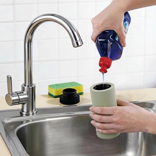 Dish Soap Dispenser for Kitchen, Silicone Squeeze Bottle for Dish Detergent (Green) - color: Green