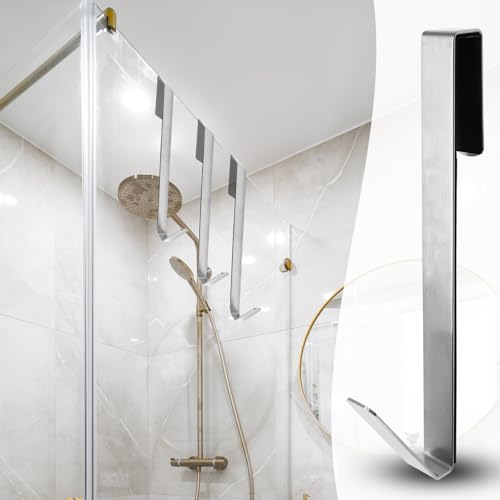 Zorfeter 12 Inch Extended Over Shower Door Hook, Stainless Steel Heavy Duty Shower Hooks Drilling-Free Towel Hooks for Bathroom Frameless Glass Shower Door - 3 Packs - size: 12 Inch
