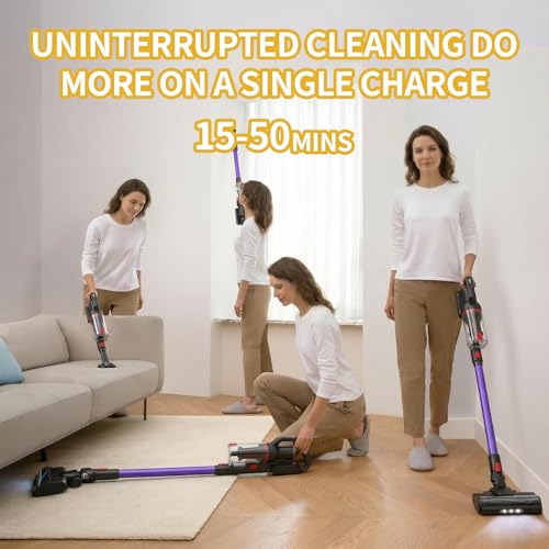Cordless Vacuum Cleaner, Stick Vacuum with Tangle-Resistant Design, Up to 45-Min Max Run Time, Versatile Deep Clean for Carpet, Hard Floor & Above-Floor Surfaces