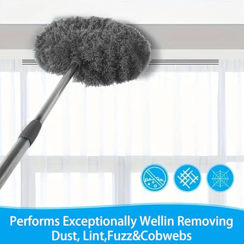 Duster Mop with Extension,Dust Mop Reusable Fan Cleaning Tool for Home, Car, Office, Blades, Windows, Glass Furniture,Grey - color: Gray