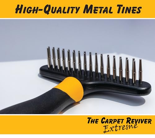 Carpet Reviver Extreme – Dual-Action Brush with Metal Tines – Lifts Carpet Pile & Removes Pet Hair – Restore Rugs, Refresh High-Traffic Areas, Eliminate Embedded Fur – Essential Carpet Grooming Tool